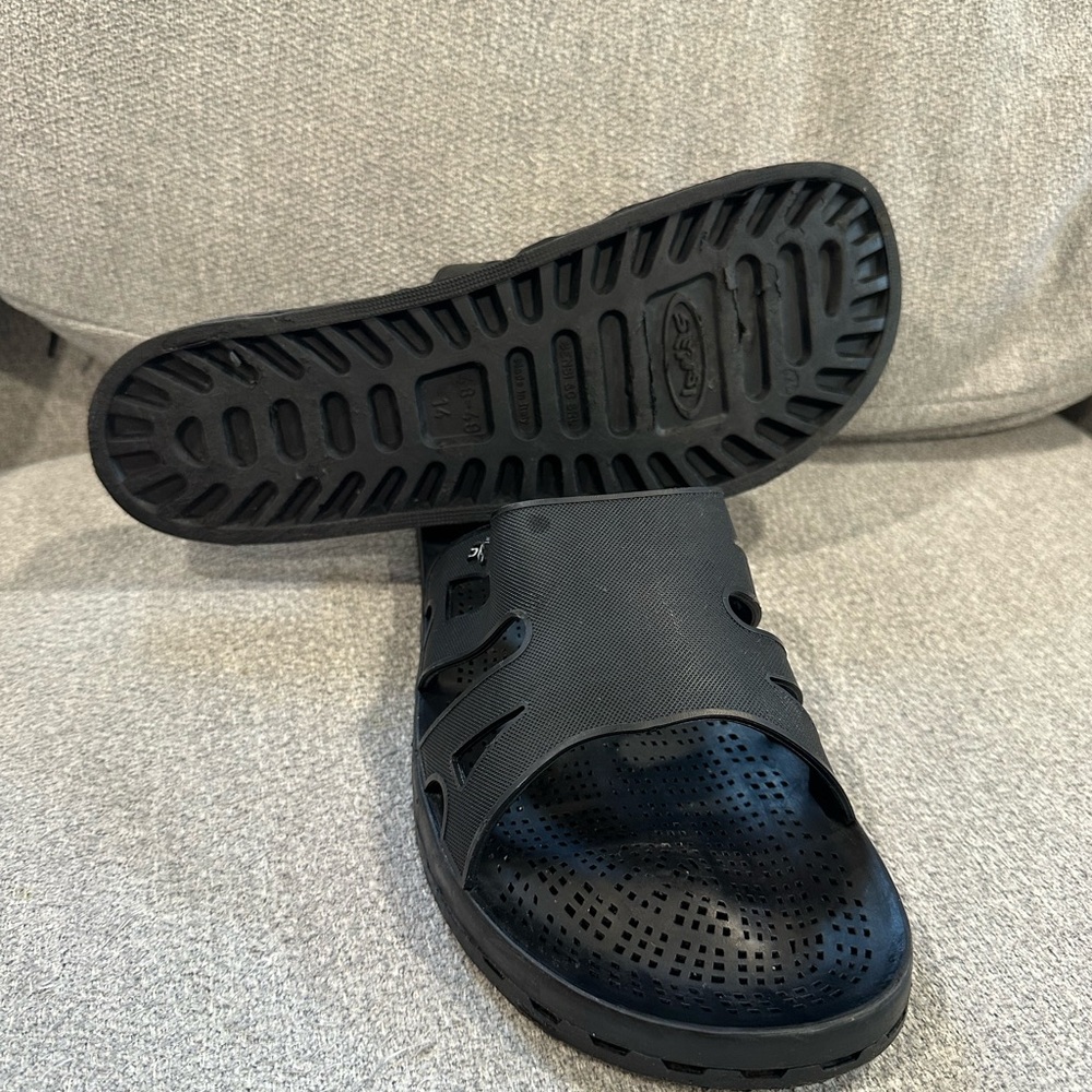 Men's Black Perforated Slide Sandals